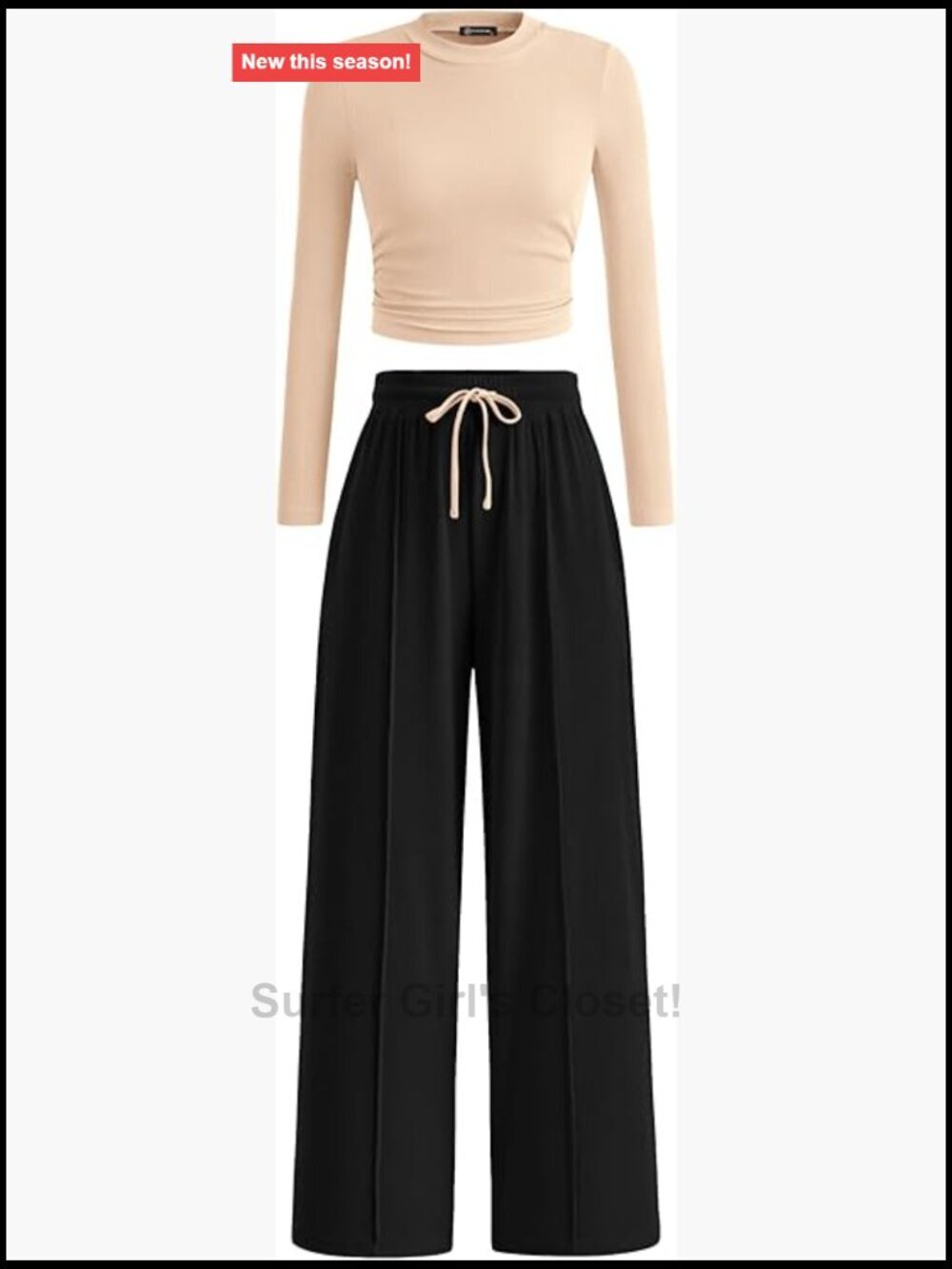 Women's 2 Piece Sweatsuit Set Long Sleeve Crop Top Wide Leg Pants Matching